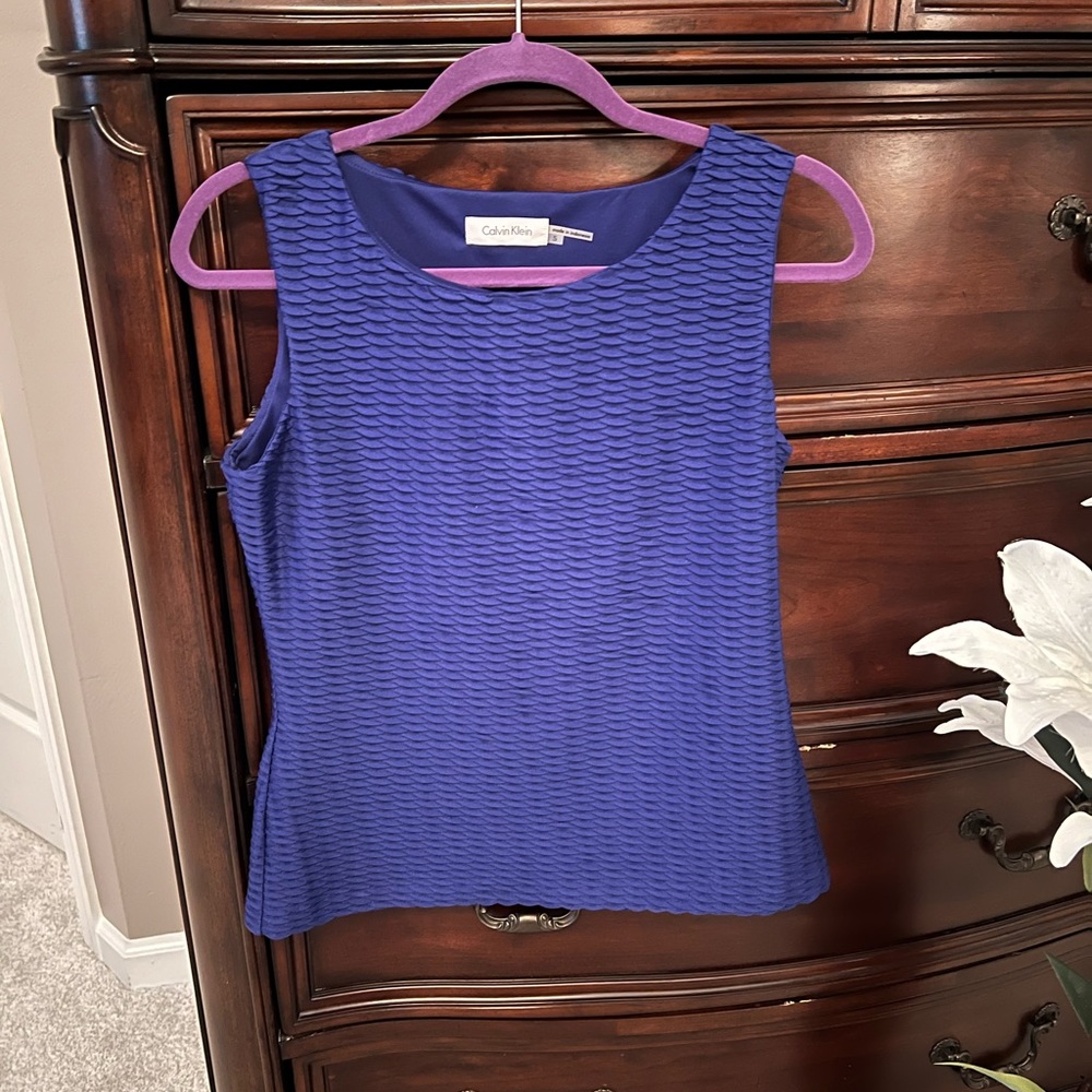 Calvin Klein, Crew Neck Sleeveless Top, Purple, Size S